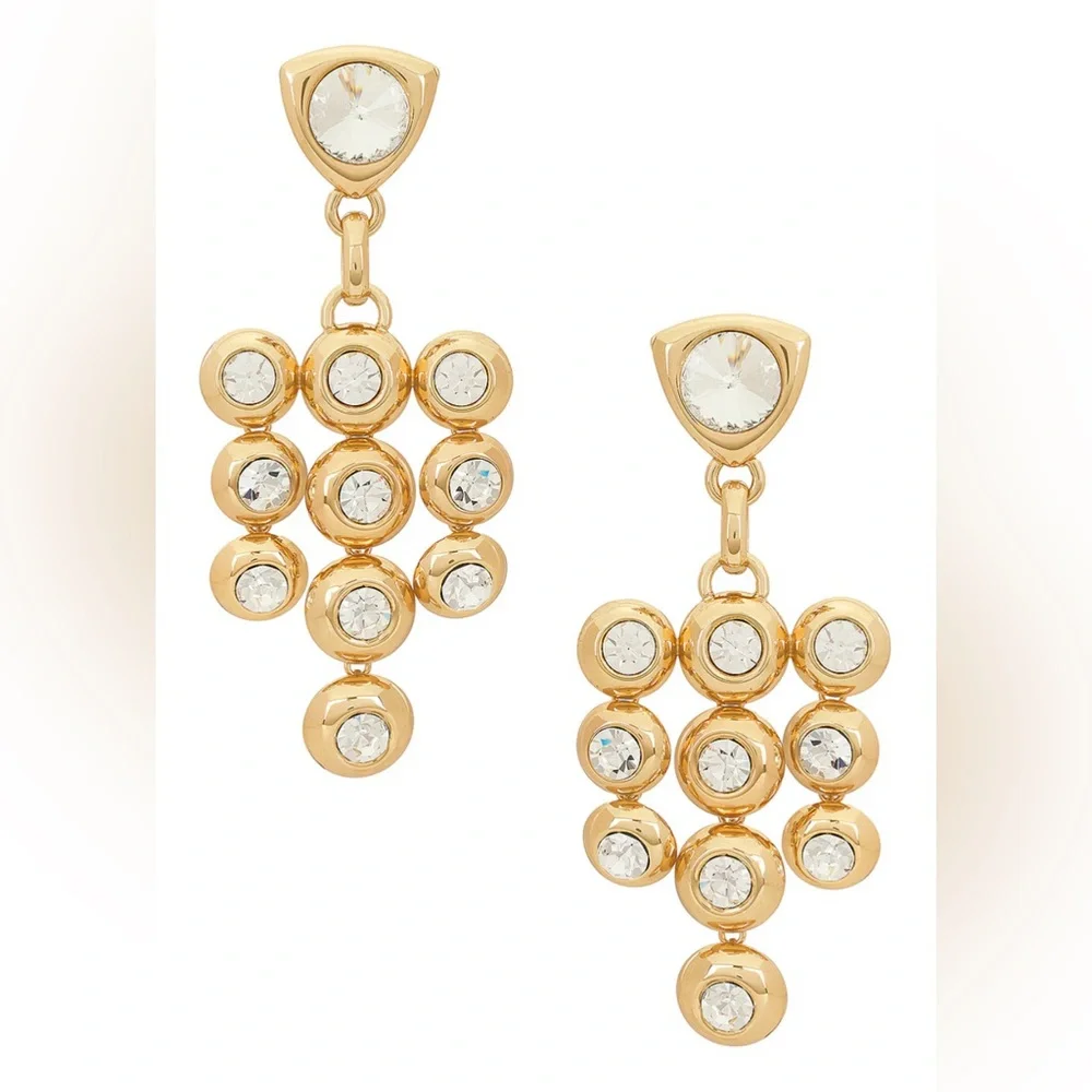 AREA Gold Crystal Chandelier Earrings - Picture 10 of 11